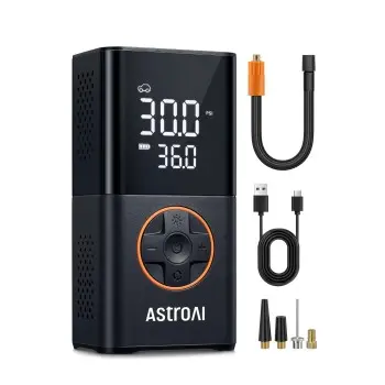 Portronics Vayu 3.0 Tyre Inflator, 150 PSI, 4000mAh Battery, Digital Display, Pressure Detection, Air Pump for Cars, Bikes, Bicycles & Balls (Black)