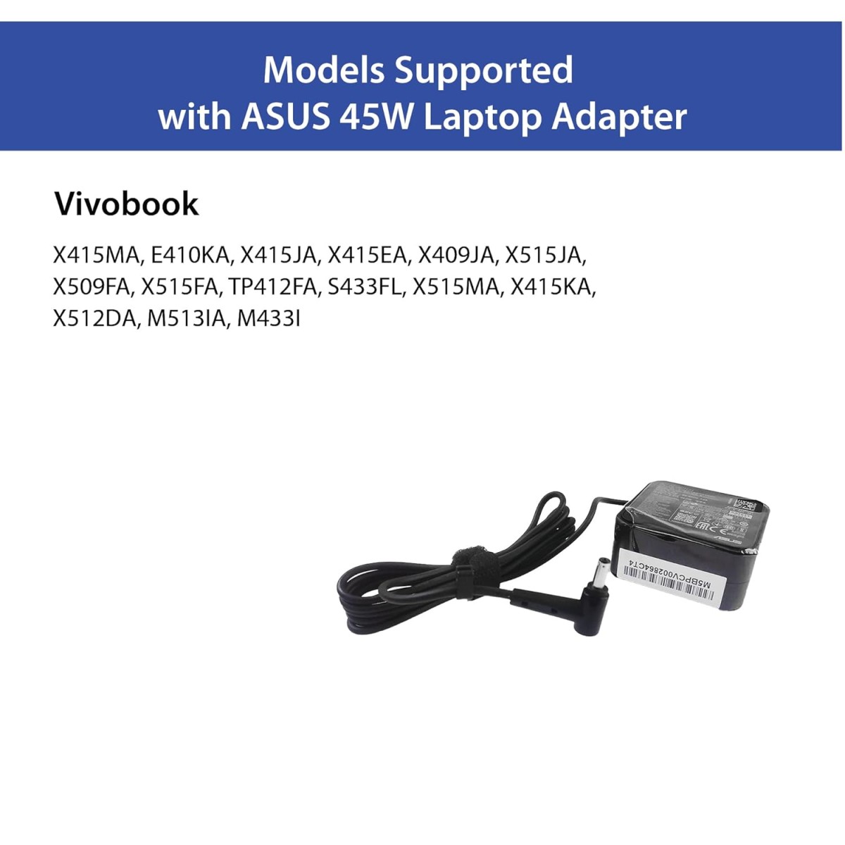 Asus AD45-00B 45W Laptop Adapter/Charger Without Power Cord for Select Models of ASUS (20 V, 2.5 A, 4 mm x 1.2mm Diameter
