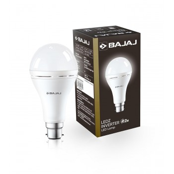 Bajaj LEDZ 12W Rechargeable Emergency Inverter LED Bulb | Cool Day Light | Upto 4 Hours Battery | B22D | 1 Year - Warranty (Pack of 1, White)