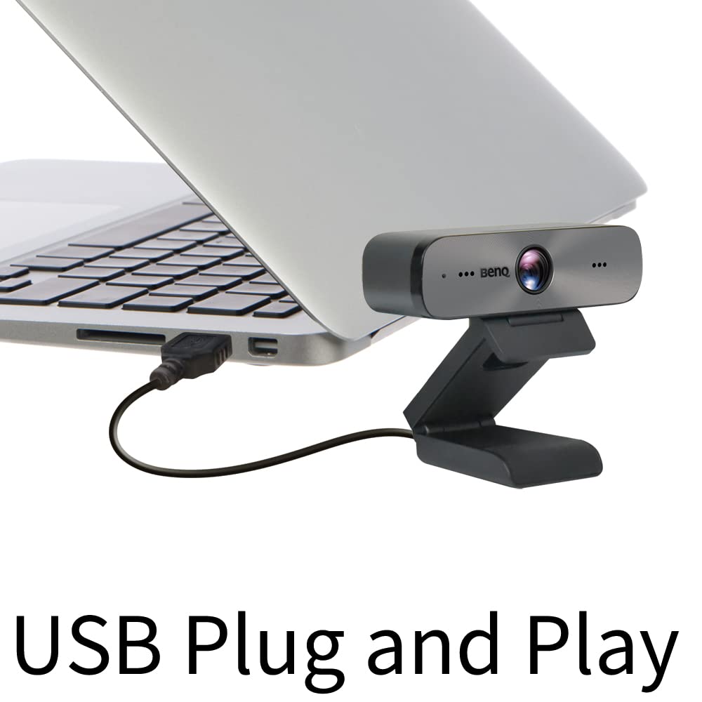 BenQ DVY31 Zoom™ Certified 1080p Full HD Compact Webcam, Privacy Cover, Omnidirectional Mics with Noise Suppression, Wide Field of View, Low Distortion, Digital Zoom, Black