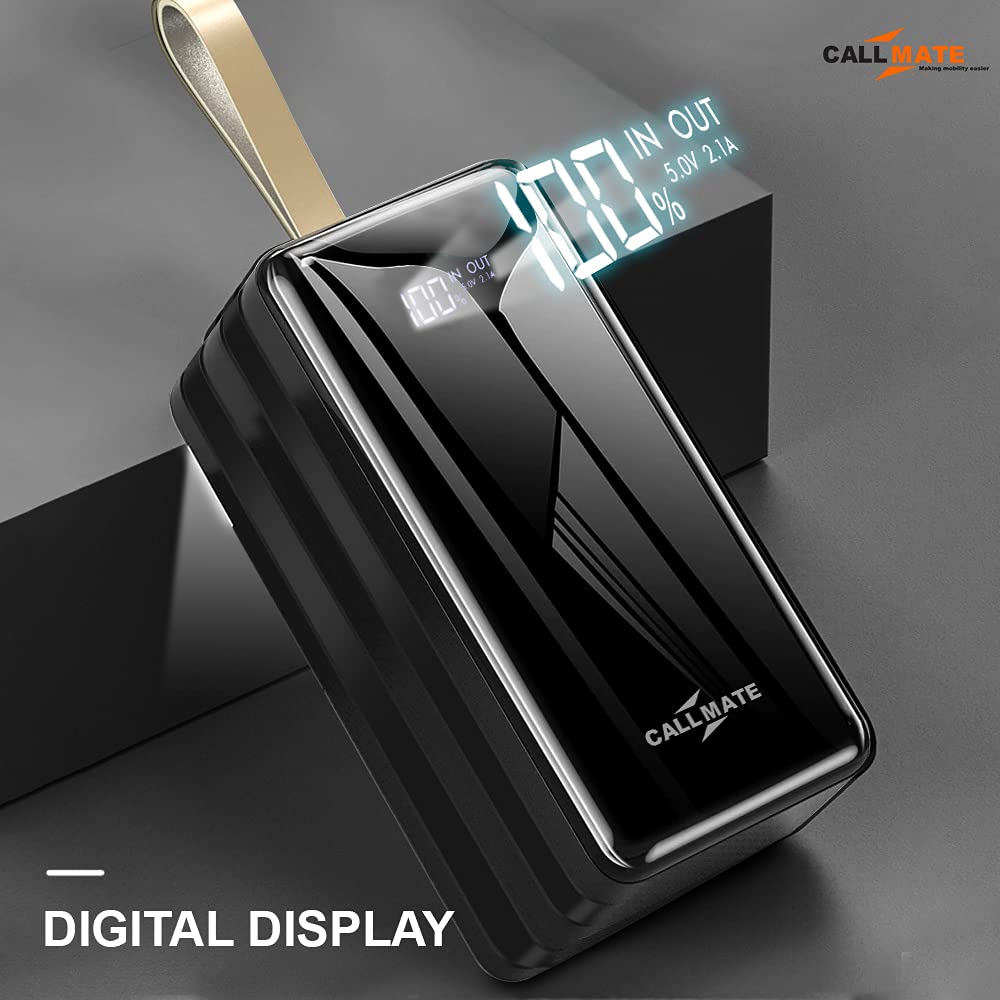 CALLMATE 80000mAh Ultra High Capacity Power Bank, 15W Fast Charging|Digital Display|4 USB Output Ports and 3 Input|LED Torch| Multi-Layer Protection for iPhone, Smartphones (Black, Lithium Polymer)