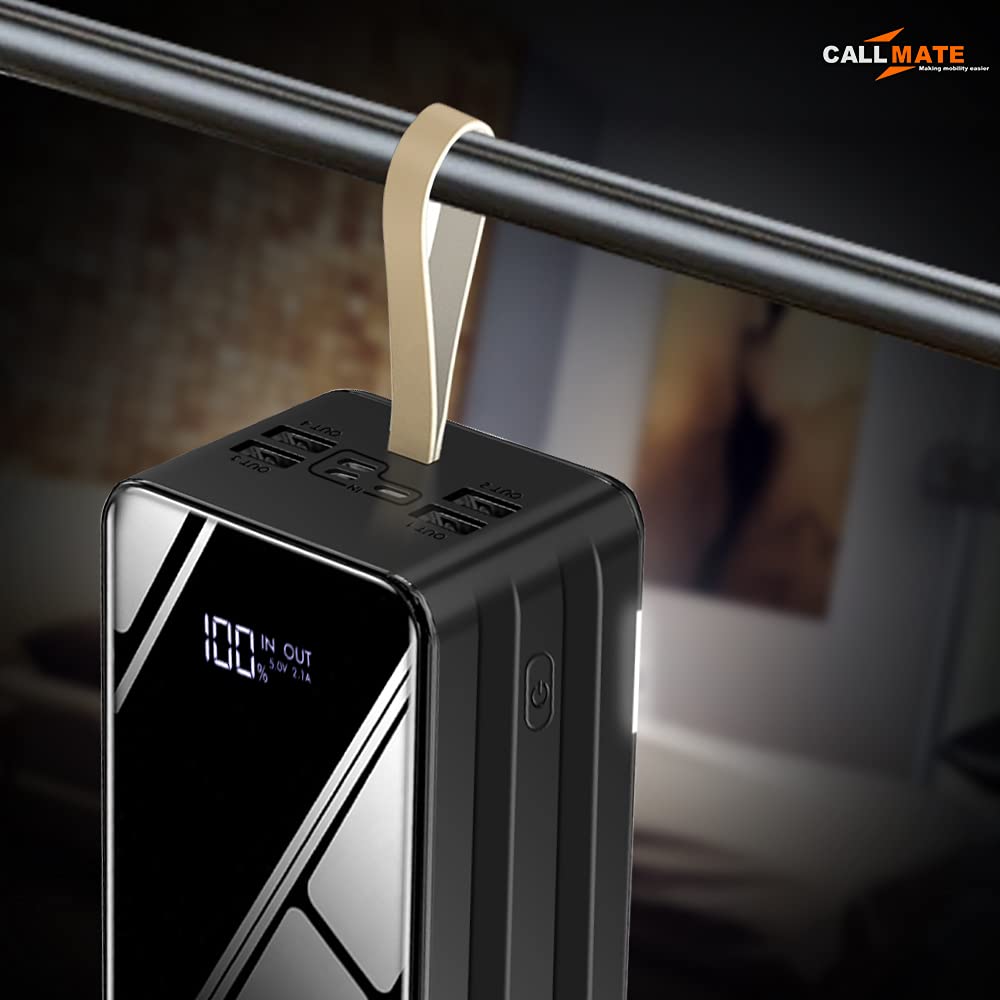 CALLMATE 80000mAh Ultra High Capacity Power Bank, 15W Fast Charging|Digital Display|4 USB Output Ports and 3 Input|LED Torch| Multi-Layer Protection for iPhone, Smartphones (Black, Lithium Polymer)