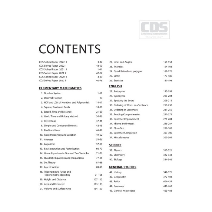 CDS Solved Paper Chapterwise Sectionwise