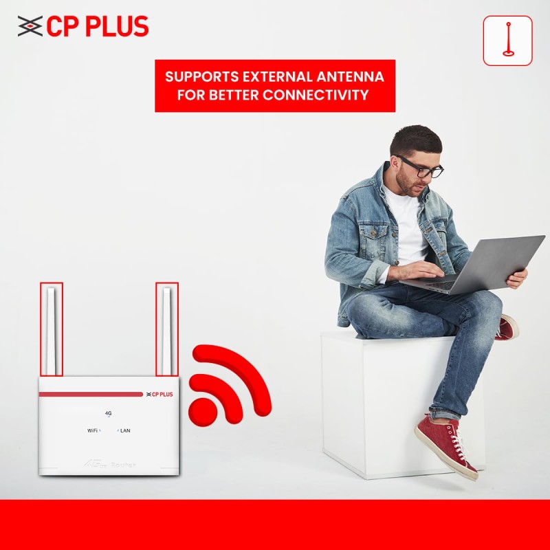 CP Plus 4G SIM Card Wi-Fi Router with High Speed 4G Internet & Wider Wi-Fi Coverage |Support External Antenna | Support Reset, WPS Button - CP-XR-DE21-S