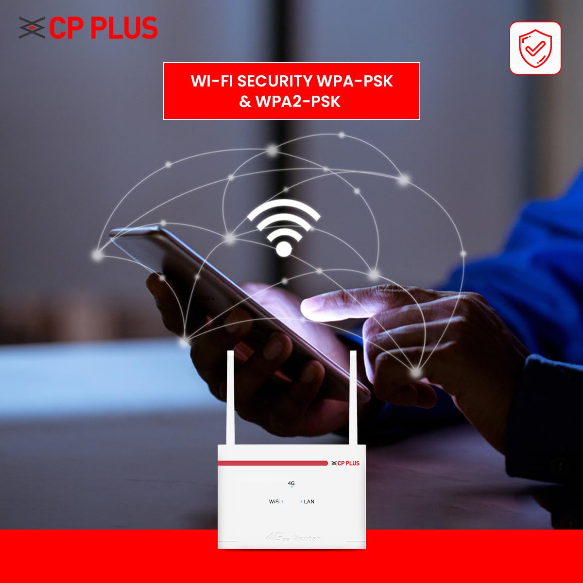 CP Plus 4G SIM Card Wi-Fi Router with High Speed 4G Internet & Wider Wi-Fi Coverage |Support External Antenna | Support Reset, WPS Button - CP-XR-DE21-S