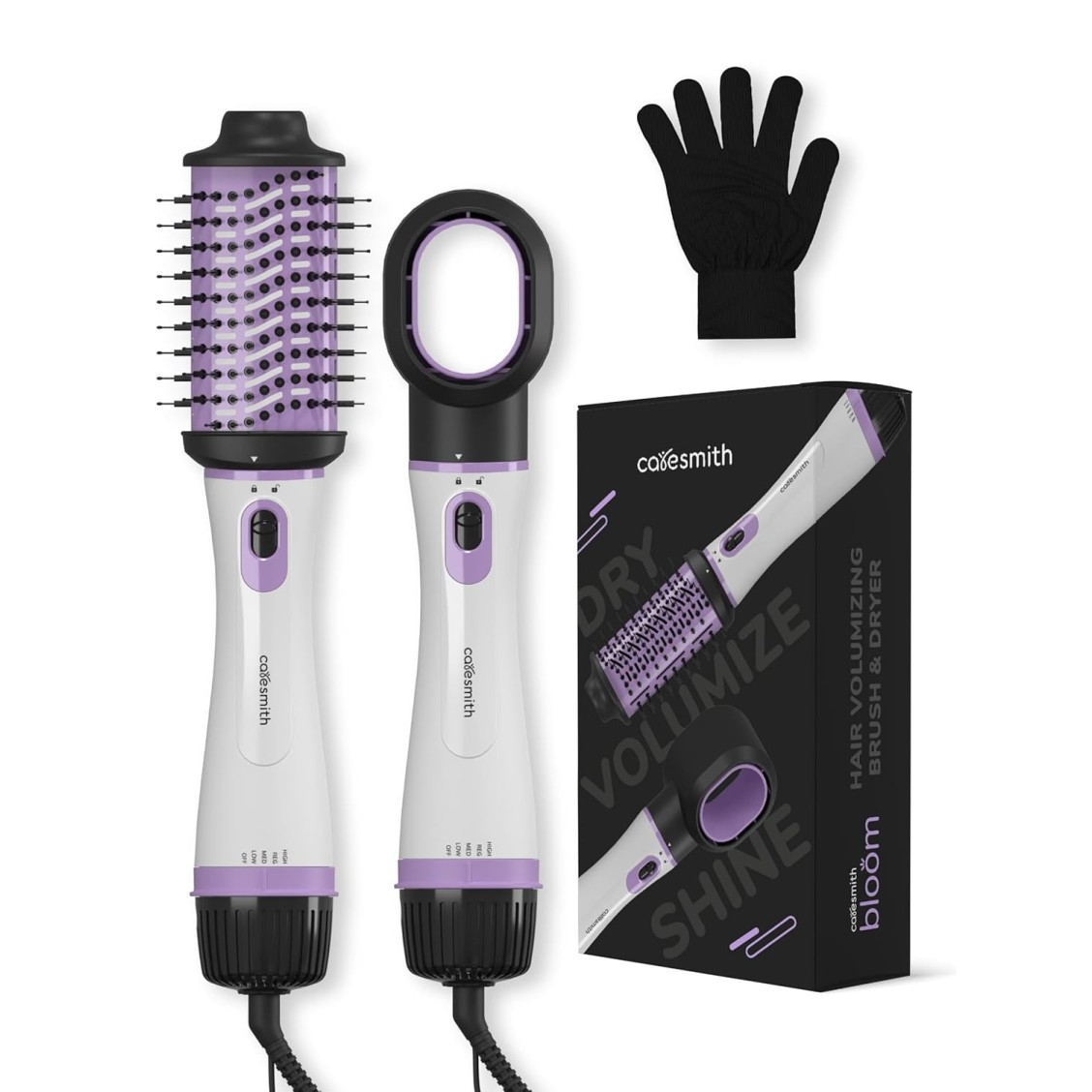 Caresmith Bloom 2 in 1 Hair Volumizer Brush + Hair Dryer | 1200 W Powerful Motor with Ceramic Coated Hair Dryer | All-in-one Hair Dryer and Straightener Combo to Straighten, Dry & Volumize your Hair | Hot Air Hair Dryer for Women