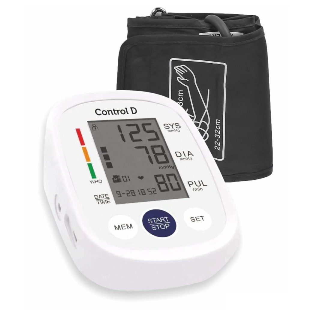 Control D Homely CPort BP Monitor Automatic Accurate Digital Blood Pressure Checking Machine Upper Arm Portable Digital Blood Pressure Monitor BP Machine Power With Micro USB (White, Silver)