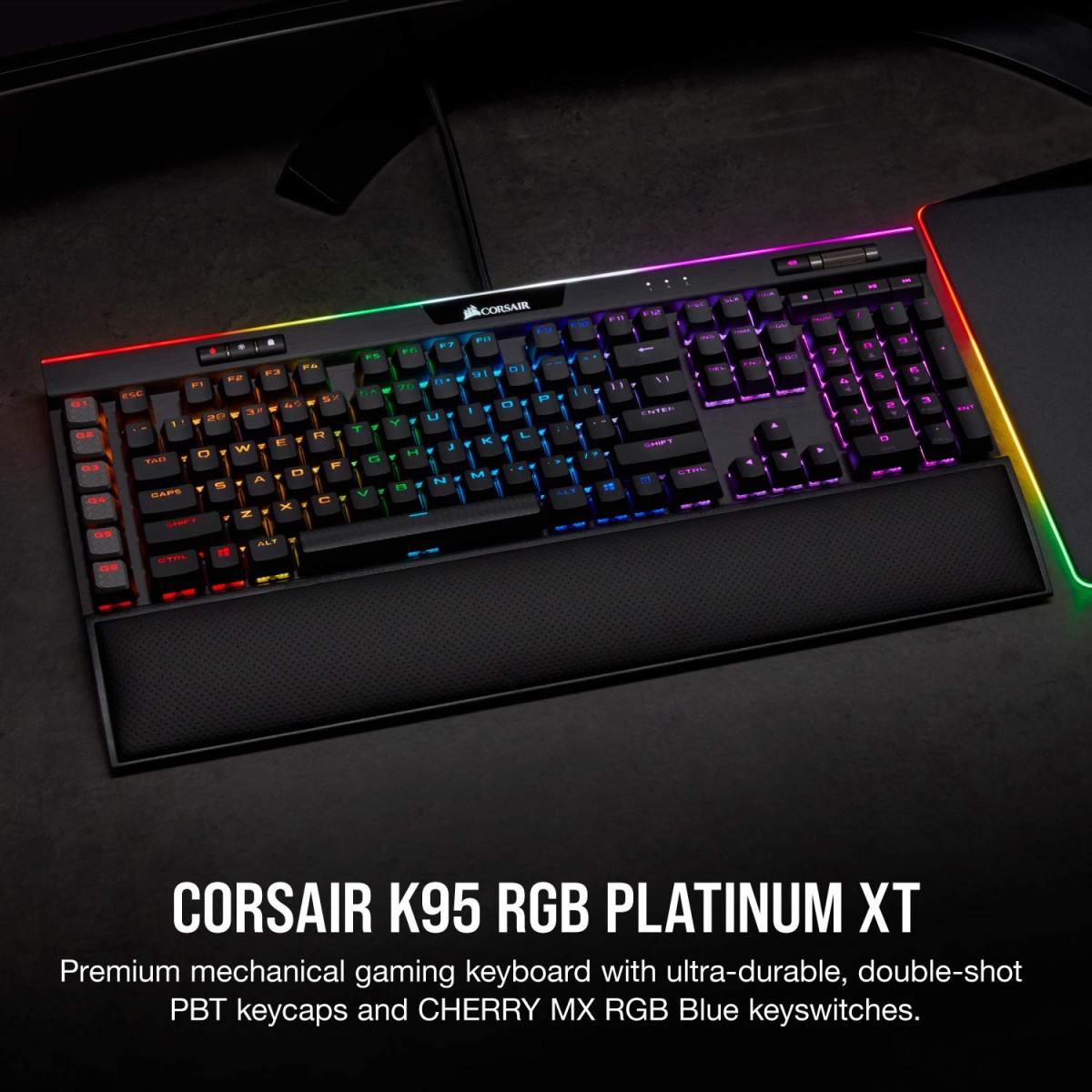 Corsair K95 RGB Platinum XT Backlit RGB LED, Cherry MX RGB Blue Wired Mechanical Gaming Keyboard, Black