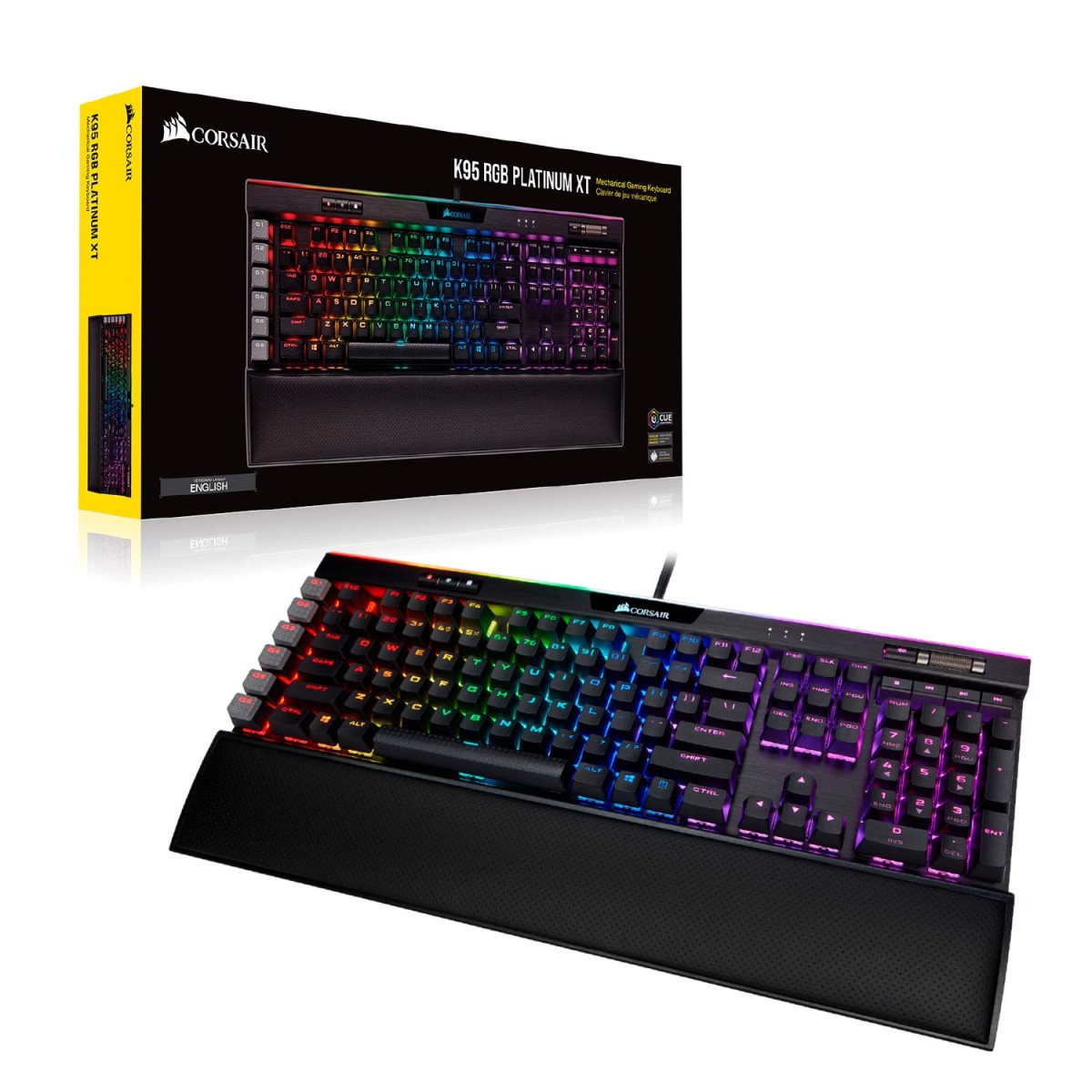 Corsair K95 RGB Platinum XT Backlit RGB LED, Cherry MX RGB Blue Wired Mechanical Gaming Keyboard, Black