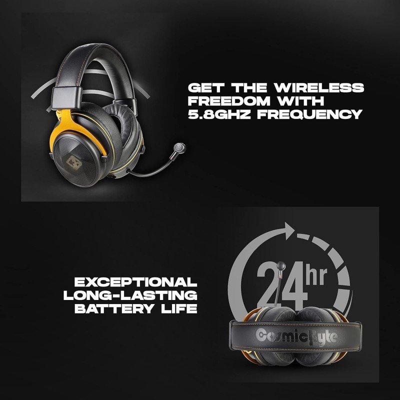 Cosmic Byte Equinox Kronos Wireless 5.8Ghz Gaming Headset, Dolby Atmos, Extreme Low Latency 20ms, 7.1 Surround Sound, Carrying Case, ENC Pullout Microphone, for PC, PS4, PS5, Xbox, Mobiles, Tablets Cosmic Byte Equinox Kronos Wireless 5.8Ghz Gaming Headset, Dolby Atmos, Extreme Low Latency 20ms, 7.1 Surround Sound, Carrying Case, ENC Pullout Microphone, for PC, PS4, PS5, Xbox, Mobiles, Tablets