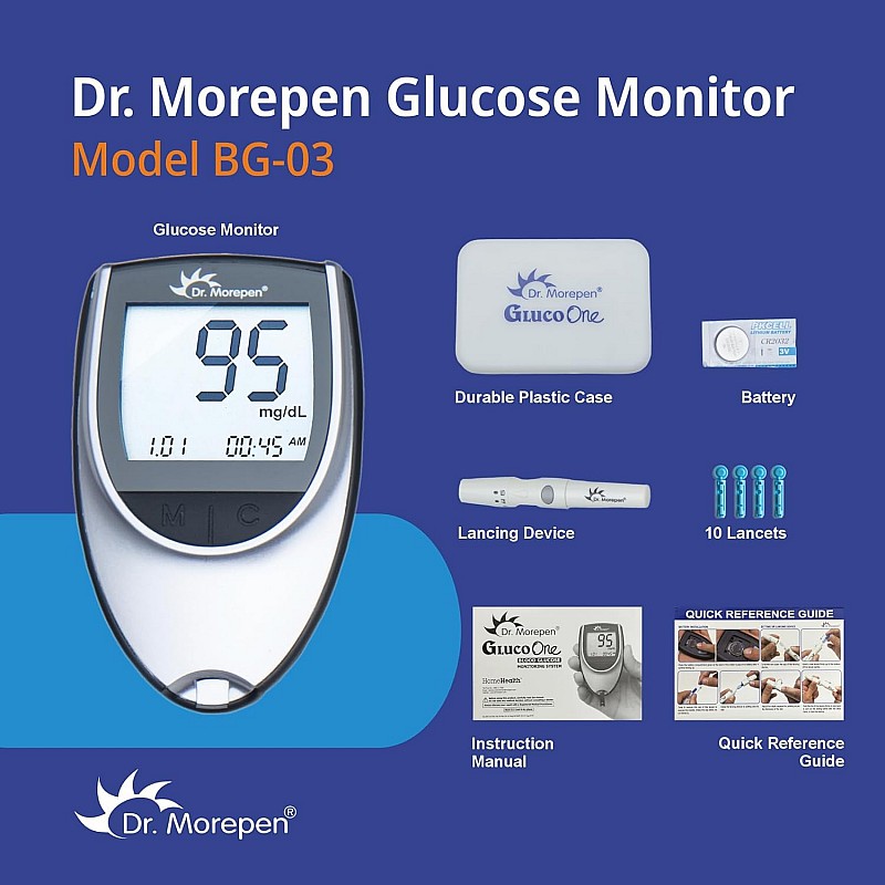 Dr. Morepen BG-03 Gluco One Glucometer Combo, 50 Strips (Multicolor) Dr. Morepen BG-03 Gluco One Glucometer Combo, 50 Strips (Multicolor)