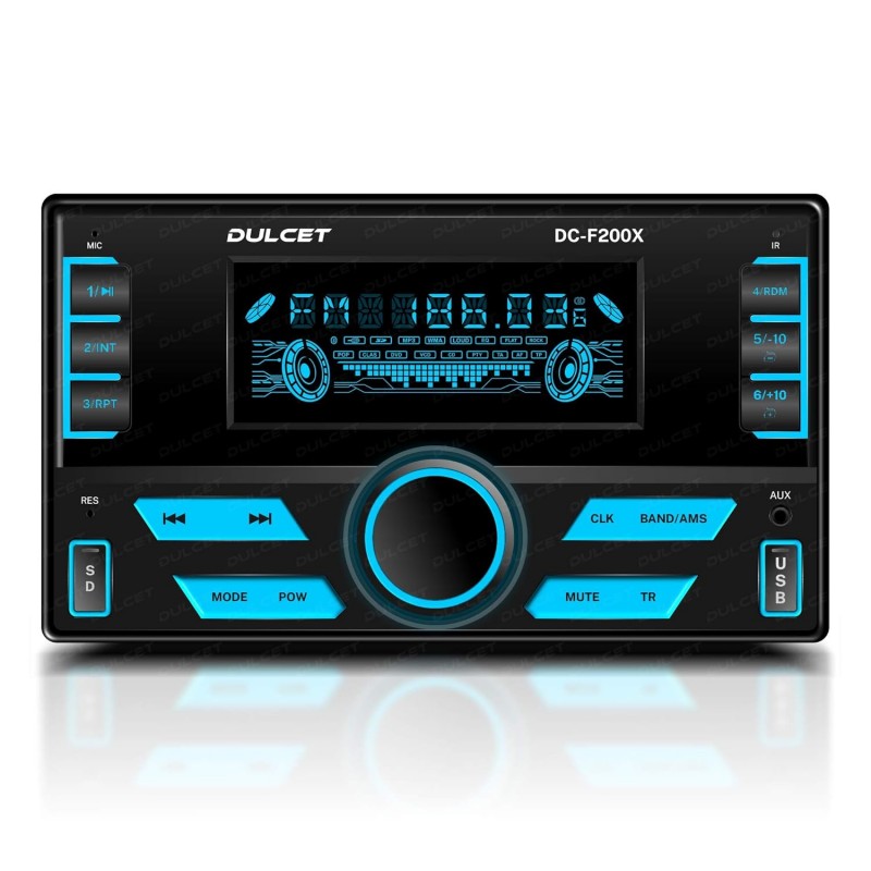 Dulcet DC-F200X 220W Double Din Mp3 Car Stereo with Hands-Free Calling/Bluetooth/USB Input/FM Radio/AUX Input/SD Card Slot/Remote Control / 7 Color LCD Display / ID3 Tag with EQ Dulcet DC-F200X 220W Double Din Mp3 Car Stereo with Hands-Free Calling/Bluetooth/USB Input/FM Radio/AUX Input/SD Card Slot/Remote Control / 7 Color LCD Display / ID3 Tag with EQ