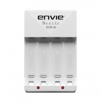ENVIE® (ECR-20) Beetle Wall Charger for AA & AAA (Ni-MH/Ni-CD) Rechargeable Batteries with LED Indicators, Charge 2 or 4 Batteries at a Time