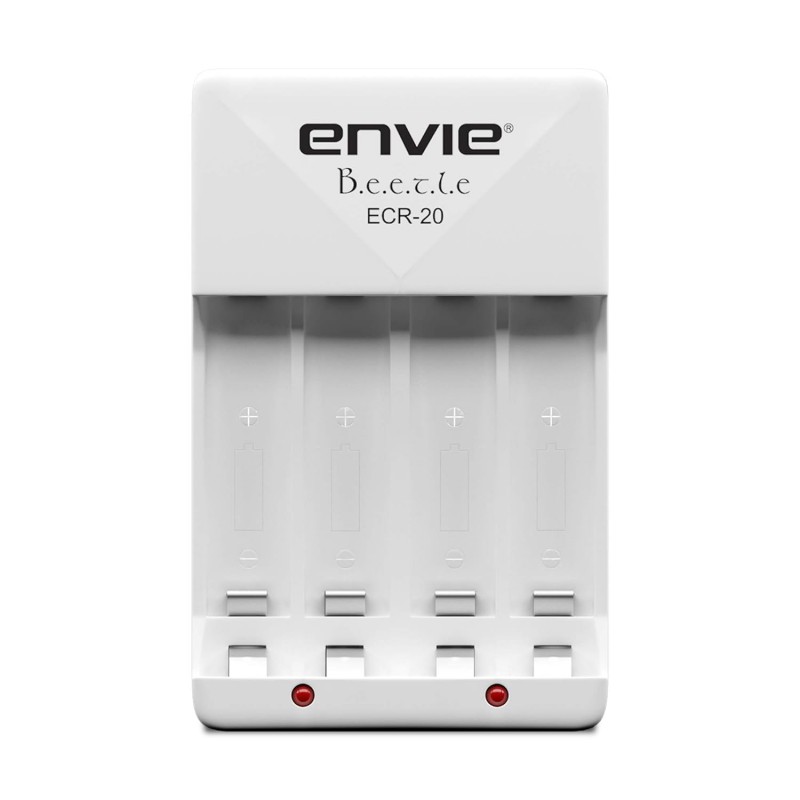 ENVIE® (ECR-20) Beetle Wall Charger for AA & AAA (Ni-MH/Ni-CD) Rechargeable Batteries with LED Indicators, Charge 2 or 4 Batteries at a Time ENVIE® (ECR-20) Beetle Wall Charger for AA & AAA (Ni-MH/Ni-CD) Rechargeable Batteries with LED Indicators, Charge 2 or 4 Batteries at a Time