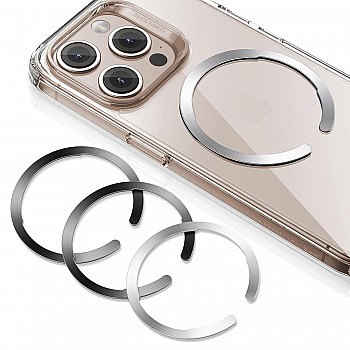 ESR Magnetic Ring 360, Compatible with MagSafe Sticker, Universal Magnetic Kit for iPhone 15/14/13/12/11/X Series Black and Silver