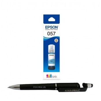 Epson EcoTank Orignal Light Cyan Ink Bottle 70ml (057) | Bundle 3in1 Multi-Function Mobile Phone Stand, Stylus Pen, Ballpoint Pen (Very Colors)