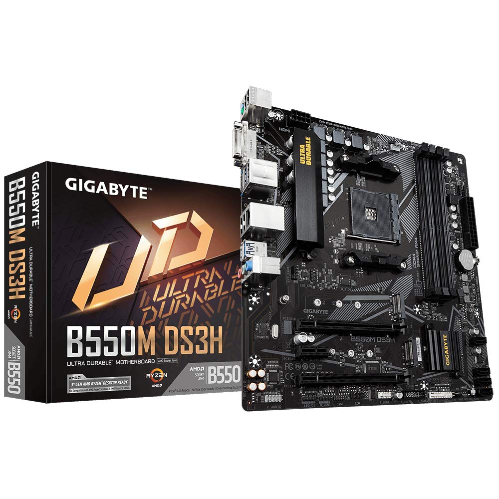GIGABYTE B550M Ds3H Ultra Durable Micro ATX Motherboard with Pure Digital Vrm Solution, Pcie 4.0 X16 Slot, RGB Fusion 2.0, Q-Flash Plus, Ddr4 Sdram