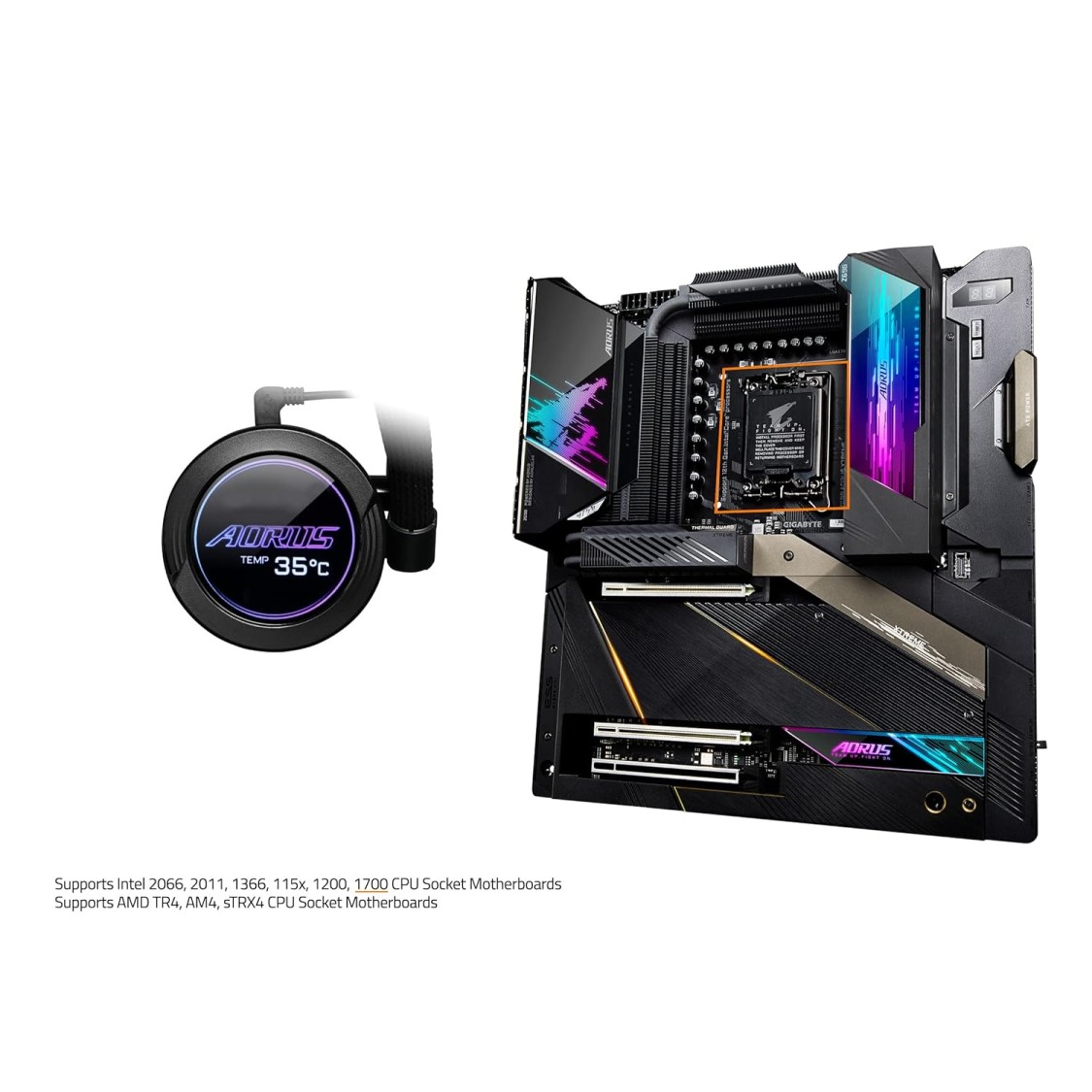 Gigabyte AORUS WATERFORCE X 240 AIO Liquid CPU Cooler, 240mm Radiator