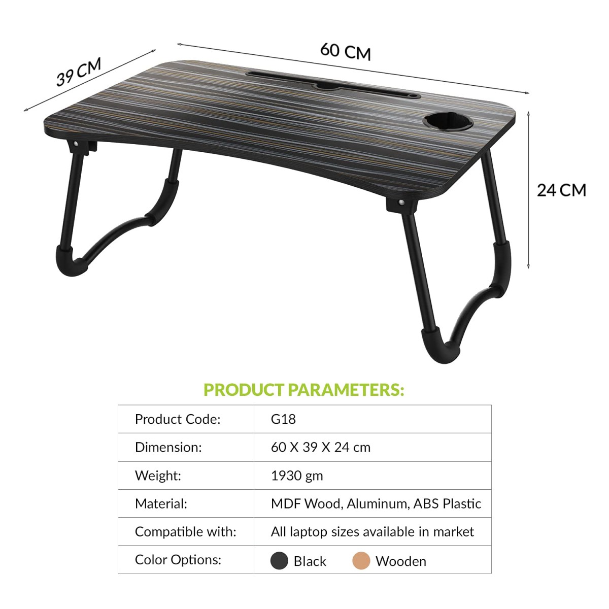 Gizga Essentials Smart Multi-Purpose Laptop Table| Study Table| Bed Table| Foldable