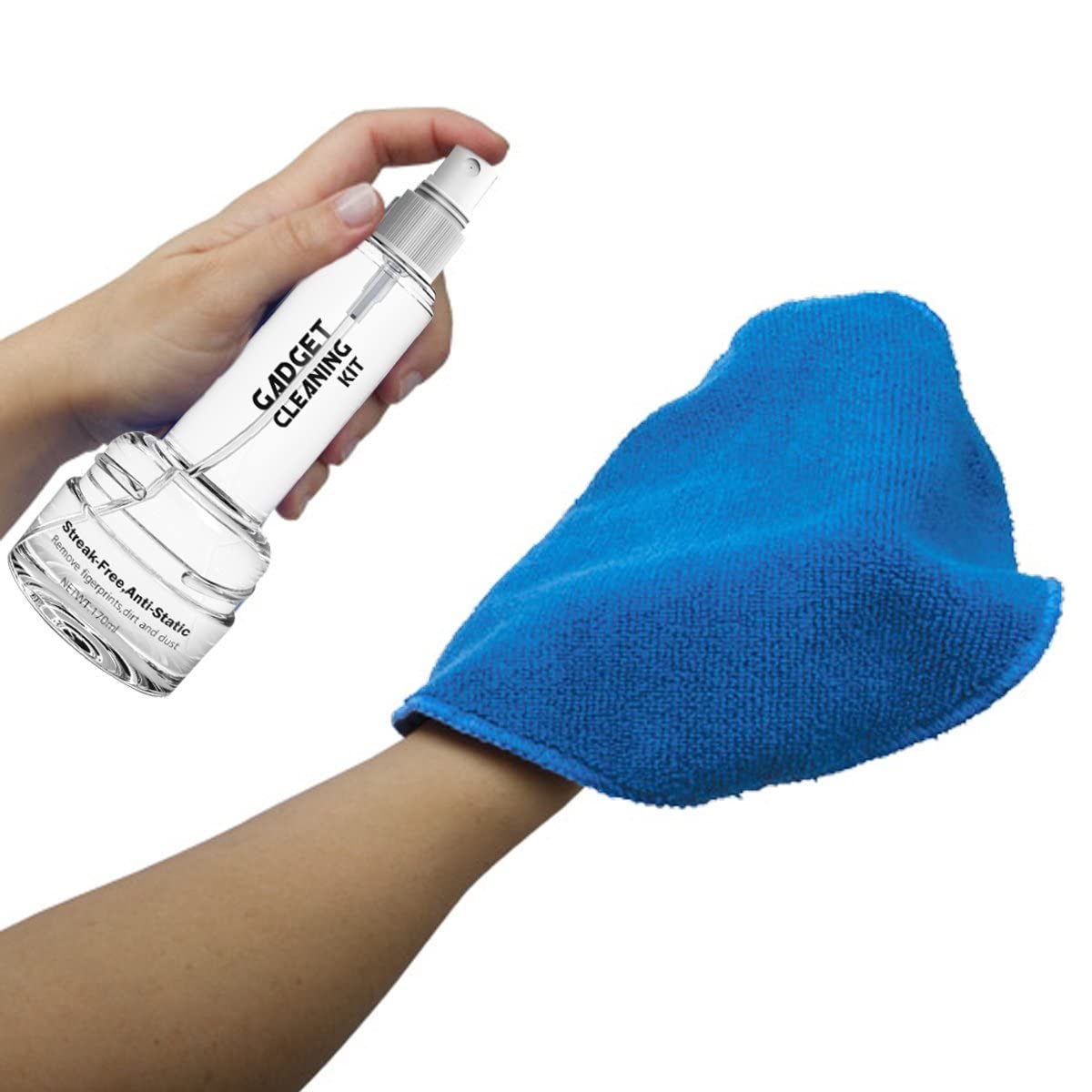 Gizga Essentials Professional Cleaning Kit for Mobile, Laptops, Cameras and Sensitive Electronics (Includes: Plush Micro-Fiber Cloth, 170ML Antibacterial Cleaning Solution)
