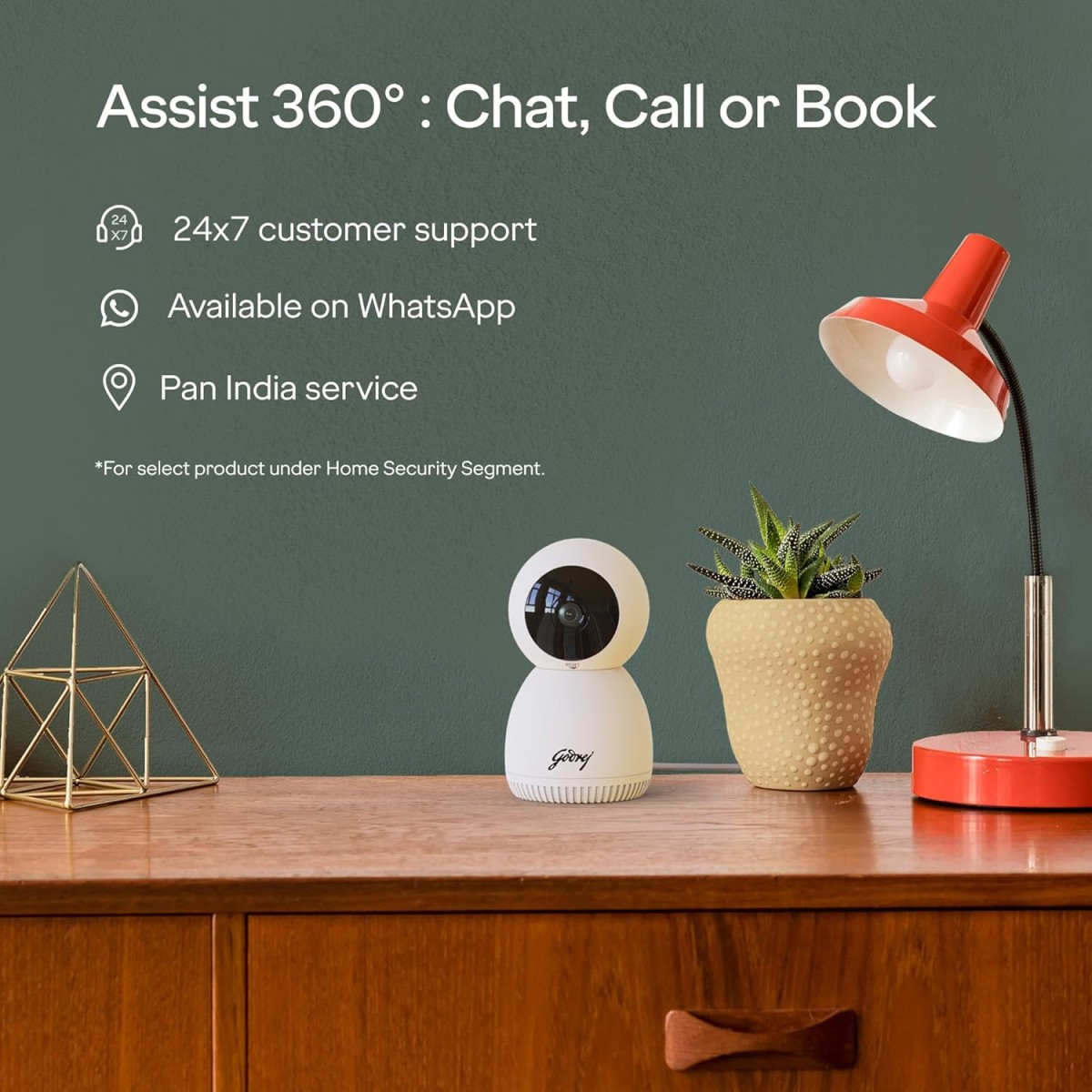 Godrej Security Solutions EVE PRO panTilt Smart WiFi Security Camera for Home with 350 Degree 3MP (HD) | 2-Way Audio | Night Vision | Smart Motion Tracking | Humanoid Detection, Alarm System, White