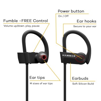 Hammer Zest-H Wireless Sports Earphones Black