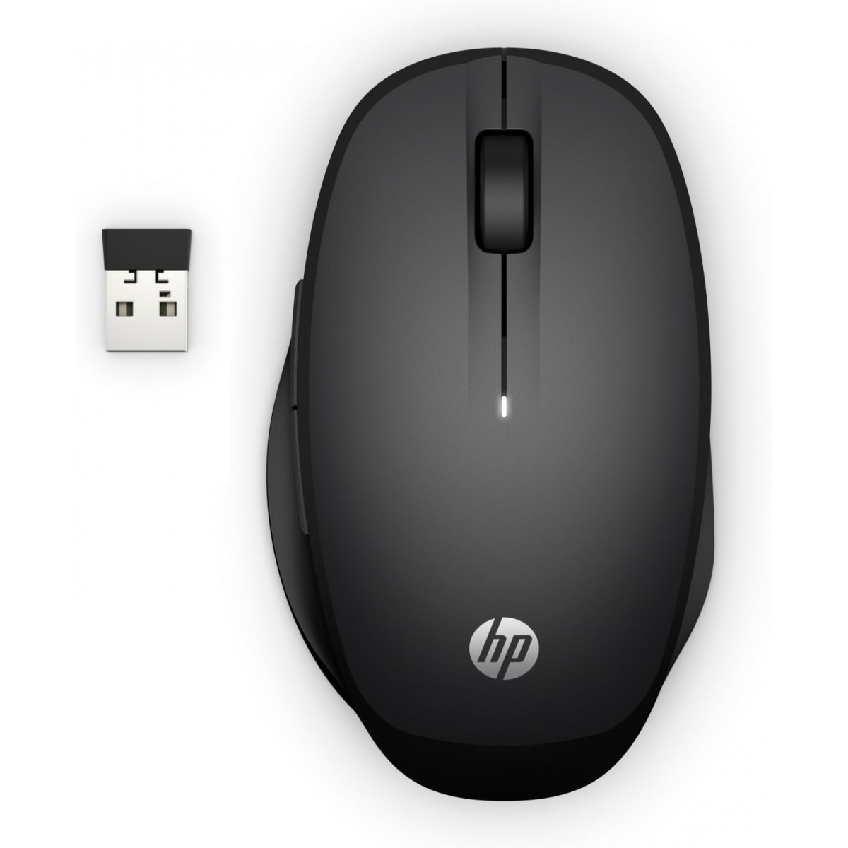 HP 300 Dual Mode Black Mouse, Switch Between Two PCs via Bluetooth or 2.4 GHz Wireless, Smart TV Connectivity, 1200 to 3600 Adjustable DPI (6CR71AA)