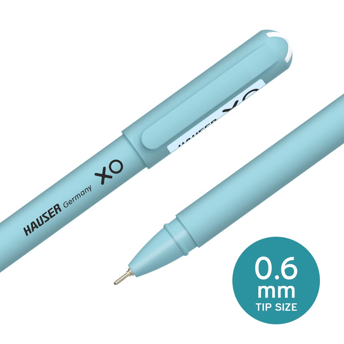 Hauser XO 0.7mm Ball Pen Tumbler | Sleek Body & Minimalistic Design | Matt Finish & Solid Body Type | Low Viscosity Ink with Ultra Durable Tip | Blue, Black & Red Ink, Pack of 50 Pens