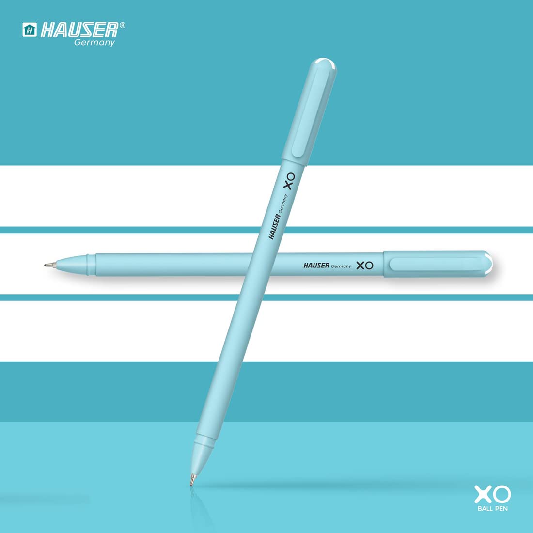 Hauser XO 0.7mm Ball Pen Tumbler | Sleek Body & Minimalistic Design | Matt Finish & Solid Body Type | Low Viscosity Ink with Ultra Durable Tip | Blue, Black & Red Ink, Pack of 50 Pens