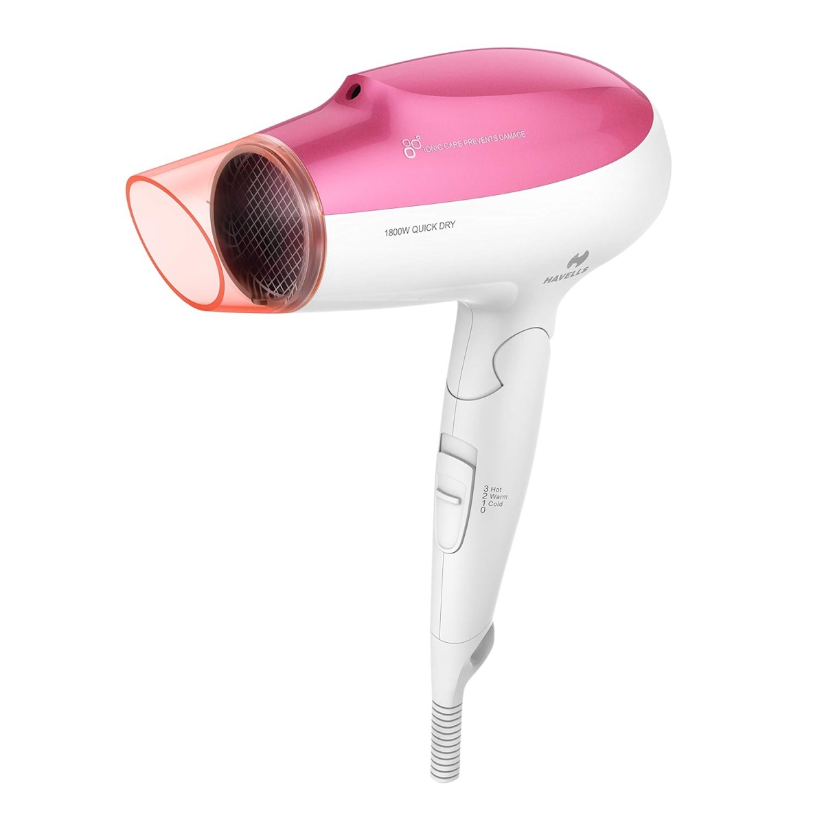 Havells HD3225 1800 Watts Professional and Powerful Hair Dryer with Ionic Care for Healthy and Shiny Hair (Pink)