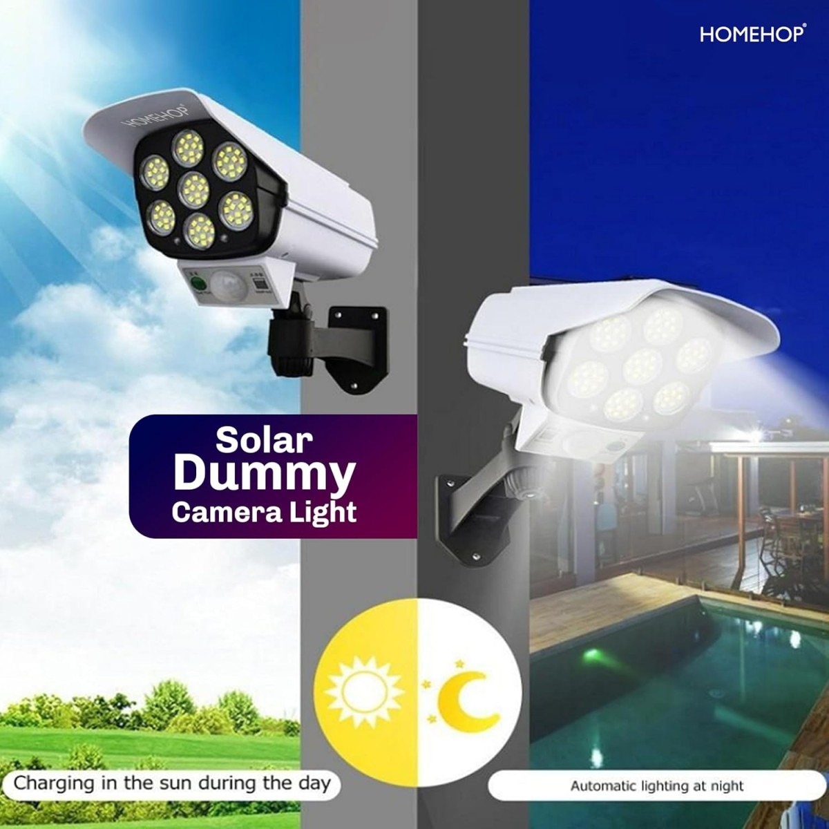 Homehop Solar Light Outdoor 77 Led Motion Sensor Security Camera Shaped Wall Lamp, Waterproof, Rotatable for Home, Outdoor, Garden with Remote Control.(ABS)