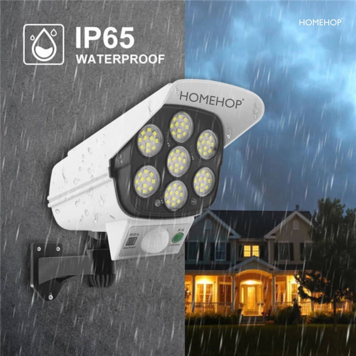 Homehop Solar Light Outdoor 77 Led Motion Sensor Security Camera Shaped Wall Lamp, Waterproof, Rotatable for Home, Outdoor, Garden with Remote Control.(ABS)