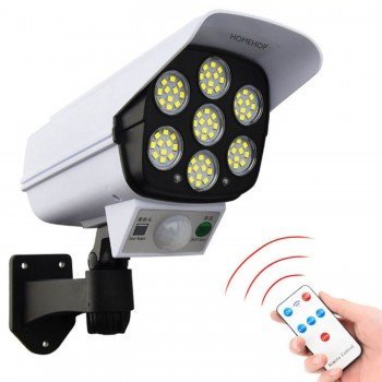 Homehop Solar Light Outdoor 77 Led Motion Sensor Security Camera Shaped Wall Lamp, Waterproof, Rotatable for Home, Outdoor, Garden with Remote Control.(ABS)