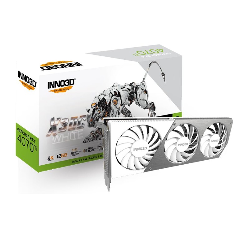 INNO3D NVIDIA GEFORCE RTX 4070 Ti X3 OC 12GB White GDDR6X 192-bit PCI-E 4.0 X16 Gaming Graphics Card - N407T3-126XX-186148W INNO3D NVIDIA GEFORCE RTX 4070 Ti X3 OC 12GB White GDDR6X 192-bit PCI-E 4.0 X16 Gaming Graphics Card - N407T3-126XX-186148W