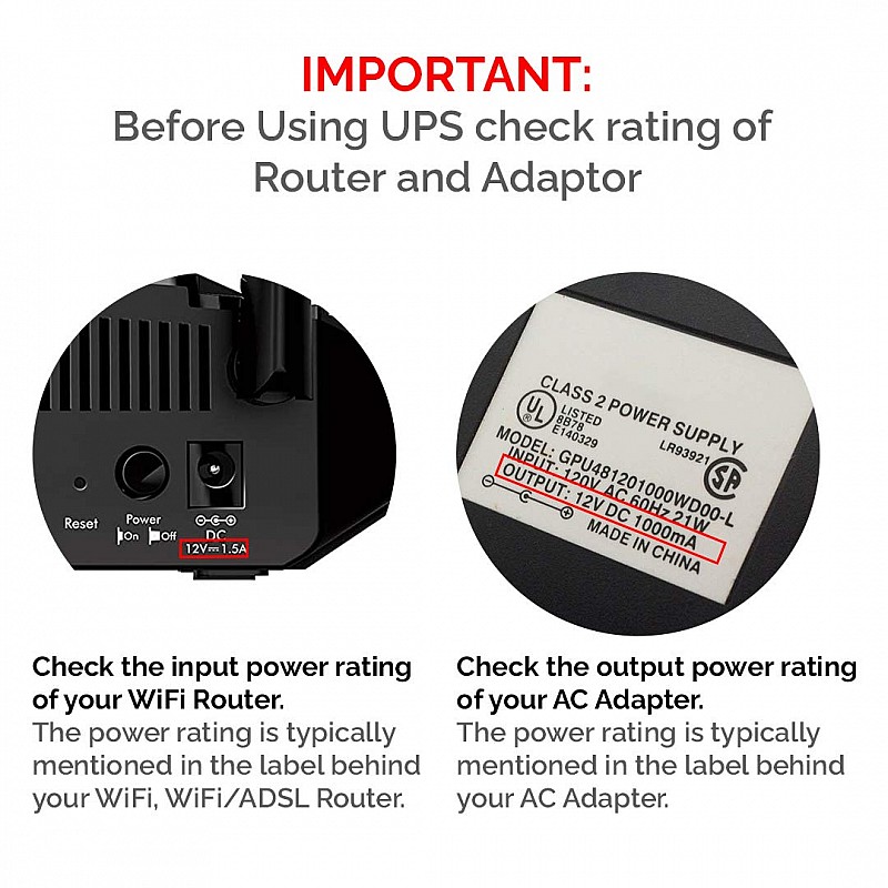 INSTAPLAY UPS for WiFi Router- Uninterrupted Power Backup for 12V/2A WiFi Router, Intercom, CCTV, Set top Box