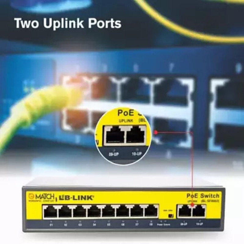 Match LB-Link 8- Port PoE Switch 100 Mbps Grey, BL-SF8002 Match LB-Link 8- Port PoE Switch 100 Mbps Grey, BL-SF8002