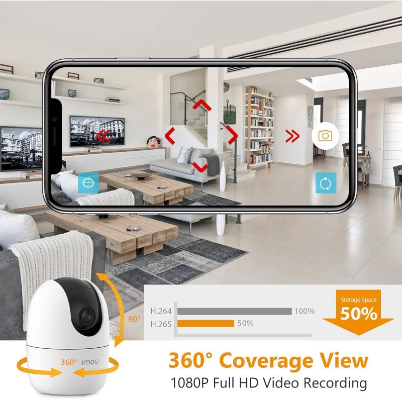 Imou Ranger 2-D, 360° Coverage, AI Human Detection, Privacy Mode, Human Detection,1080P, Built-in Siren,Wireless, Smart Tracking, Privacy Mode, Night Vision, Two-Way Talk, Cloud, White Imou Ranger 2-D, 360° Coverage, AI Human Detection, Privacy Mode, Human Detection,1080P, Built-in Siren,Wireless, Smart Tracking, Privacy Mode, Night Vision, Two-Way Talk, Cloud, White