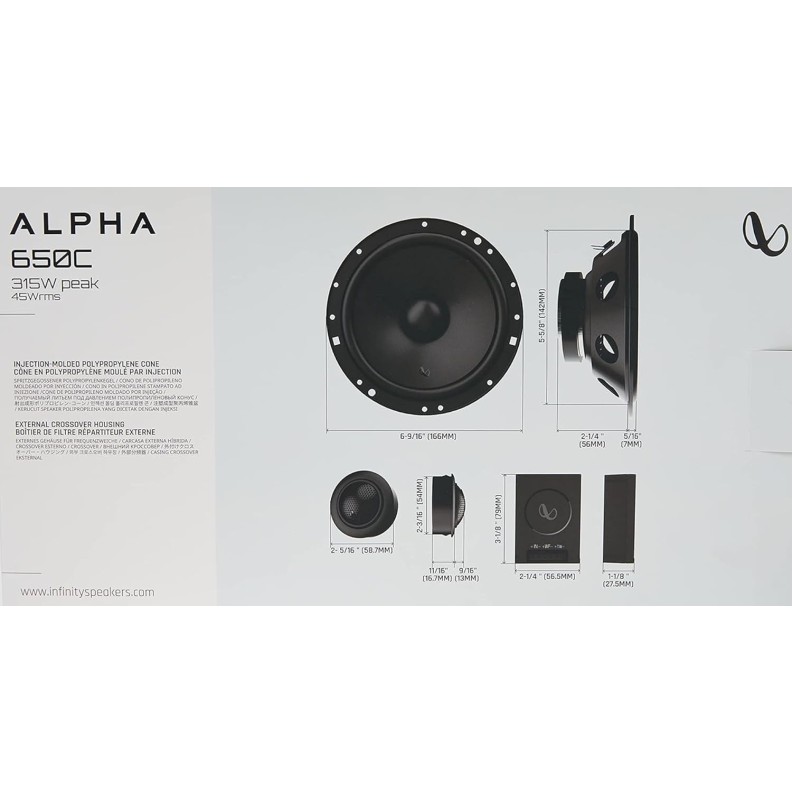 Infinity Alpha 650C 315W Wired Component Car Speaker Black Infinity Alpha 650C 315W Wired Component Car Speaker Black