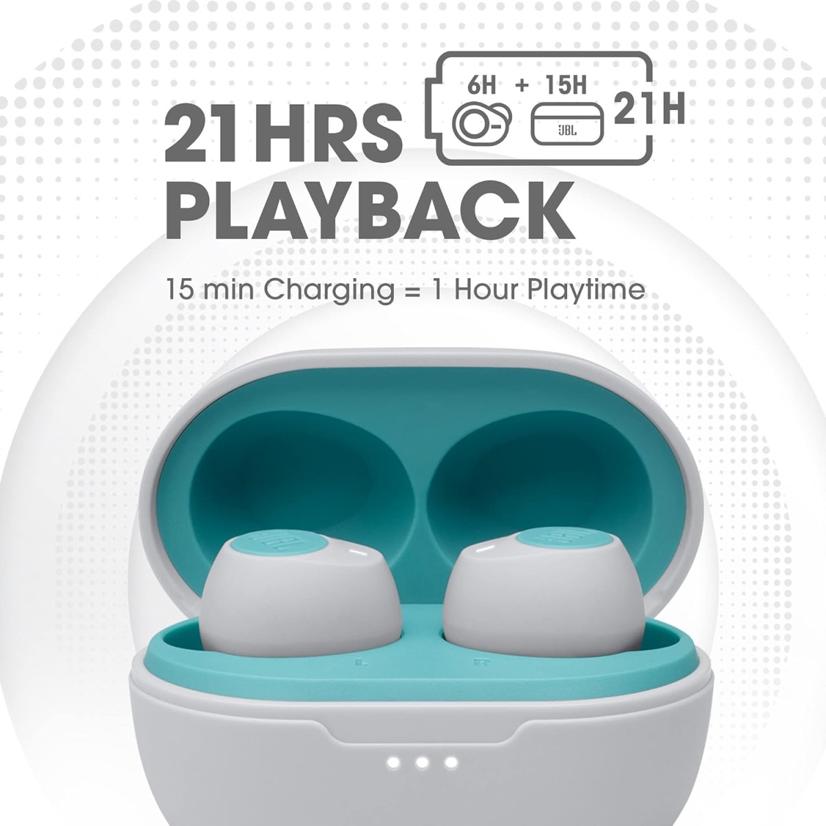 JBL C115TWS True Wireless Headphone with Built-in Mic, 21 Hours Combined Playtime, Dual Connect and Bluetooth 5.0 (Mint)