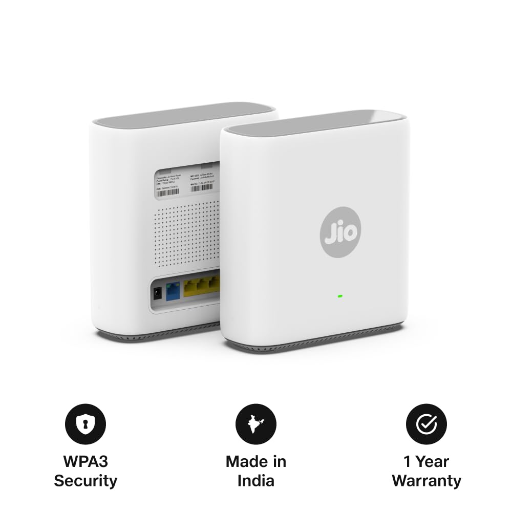 Jio AX6000 Mesh WiFi 6 Device, Works with JioAirFiber Only, Jio True AI Mesh, Dual Band, Up to 6 Gbps Speed, WPA3 Security, Mu-MIMO, OFDMA, Easy Setup with JioHome App, Wireless Range Extender(JE6801)