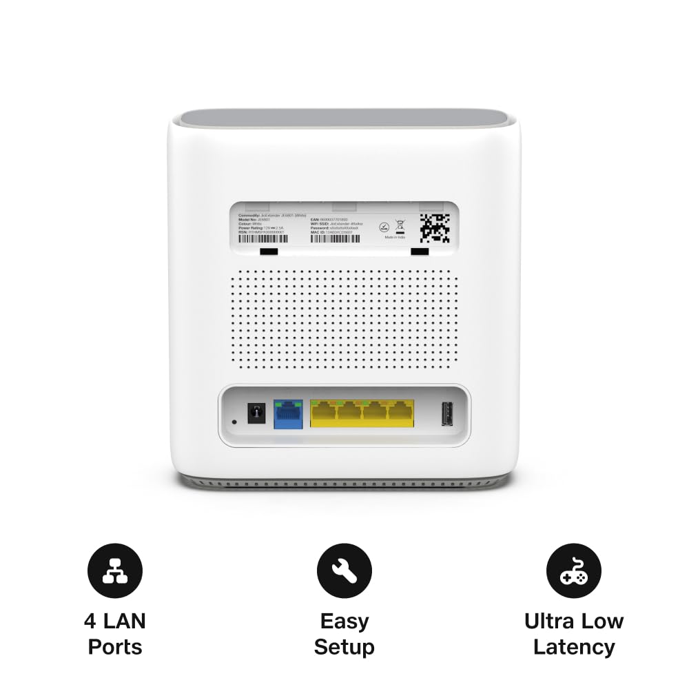 Jio AX6000 Mesh WiFi 6 Device, Works with JioAirFiber Only, Jio True AI Mesh, Dual Band, Up to 6 Gbps Speed, WPA3 Security, Mu-MIMO, OFDMA, Easy Setup with JioHome App, Wireless Range Extender(JE6801)