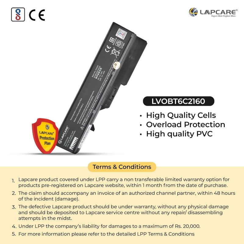 Lapcare BIS Certified Compatible Laptop Battery for Lenovo Ideapad G460 Series 6 Cell Lapcare BIS Certified Compatible Laptop Battery for Lenovo Ideapad G460 Series 6 Cell