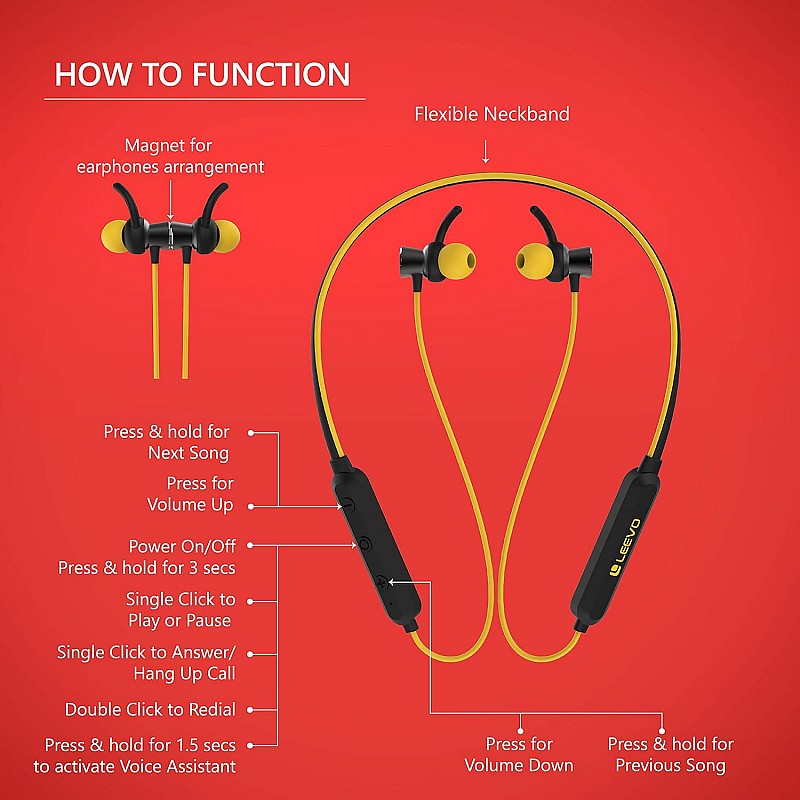 Leevo Racer Wireless Neckband Earphones with Micro SD Support and a Punchy Sound Ink 