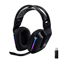 Logitech G733 Lightspeed Wireless Gaming Headset with Suspension Headband, LIGHTSYNC RGB, Blue VO!CE mic Technology and PRO-G Audio Drivers - Black