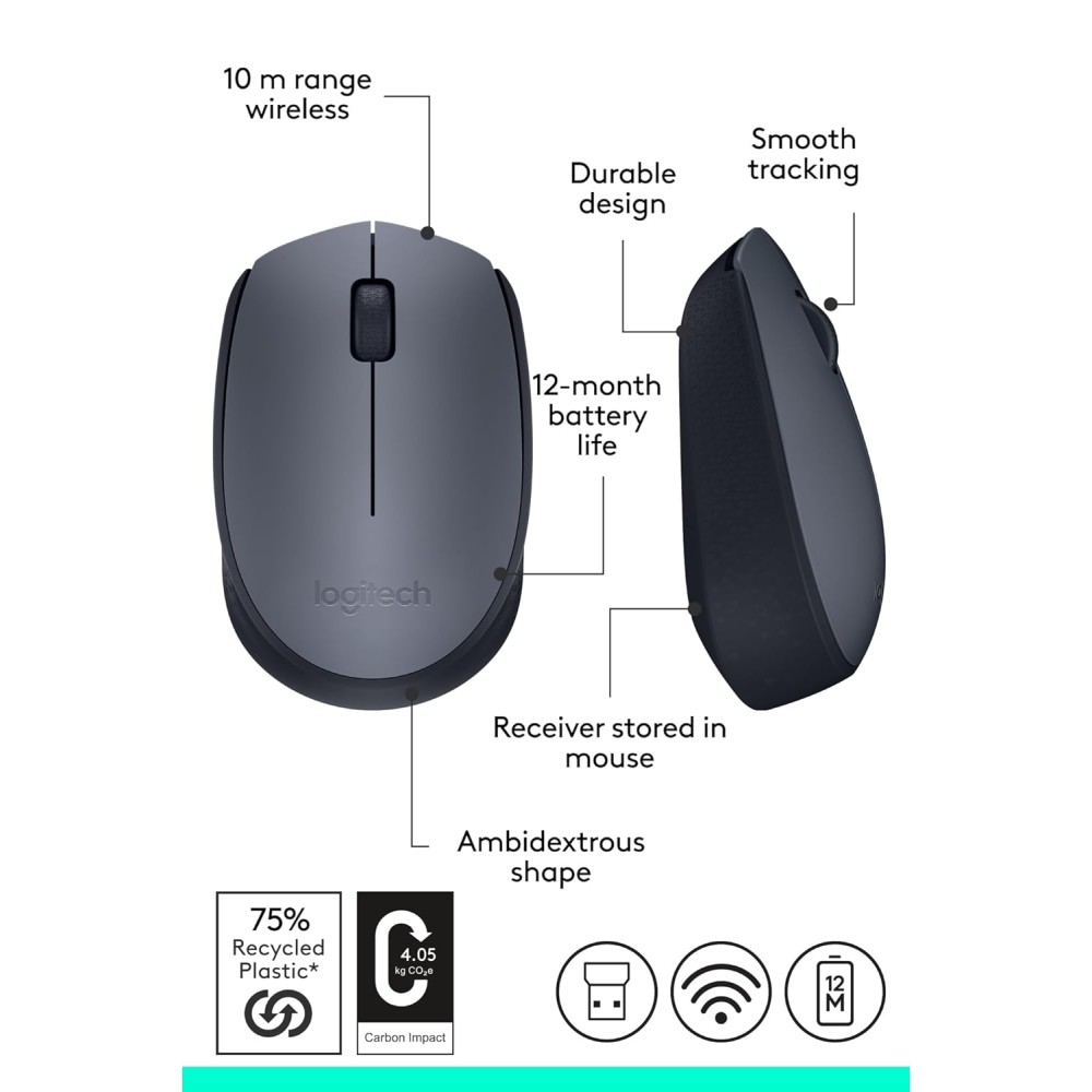 Logitech M170 Wireless Mouse – Black