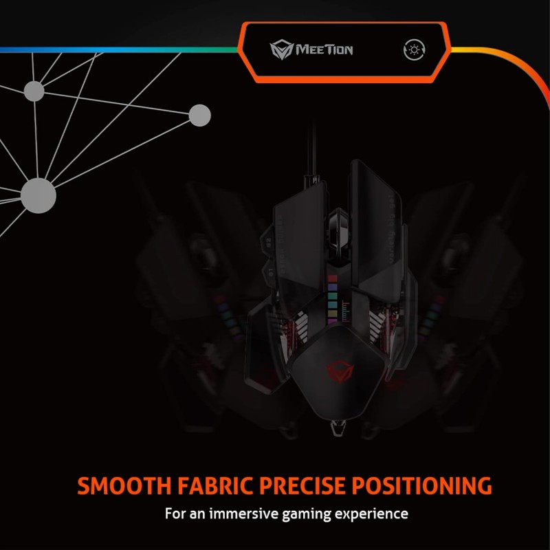 MEETION MT-PD120 Gaming Mouse Pad Black 35.5X26cm Size with Smooth Fabric Material, LED RGB Light, 11 Lighting Mode, Plug & Play USB Cable, Anti-Skid Design, 4mm Thick Rubber Base MEETION MT-PD120 Gaming Mouse Pad Black 35.5X26cm Size with Smooth Fabric Material, LED RGB Light, 11 Lighting Mode, Plug & Play USB Cable, Anti-Skid Design, 4mm Thick Rubber Base