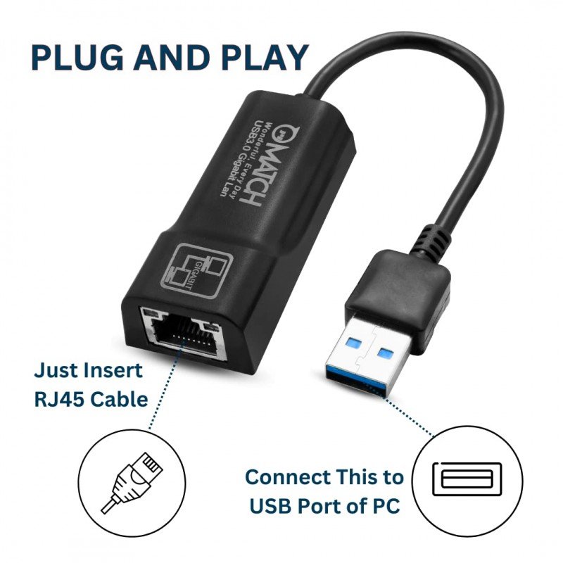 Match LB-Link 3.0 to RJ45 Gigabit LAN Network Adapter | Plug and Play|10/100/1000 Mbps Speed| Supports Windows 11/10/8/8.1/7/Mac OS Match LB-Link 3.0 to RJ45 Gigabit LAN Network Adapter | Plug and Play|10/100/1000 Mbps Speed| Supports Windows 11/10/8/8.1/7/Mac OS