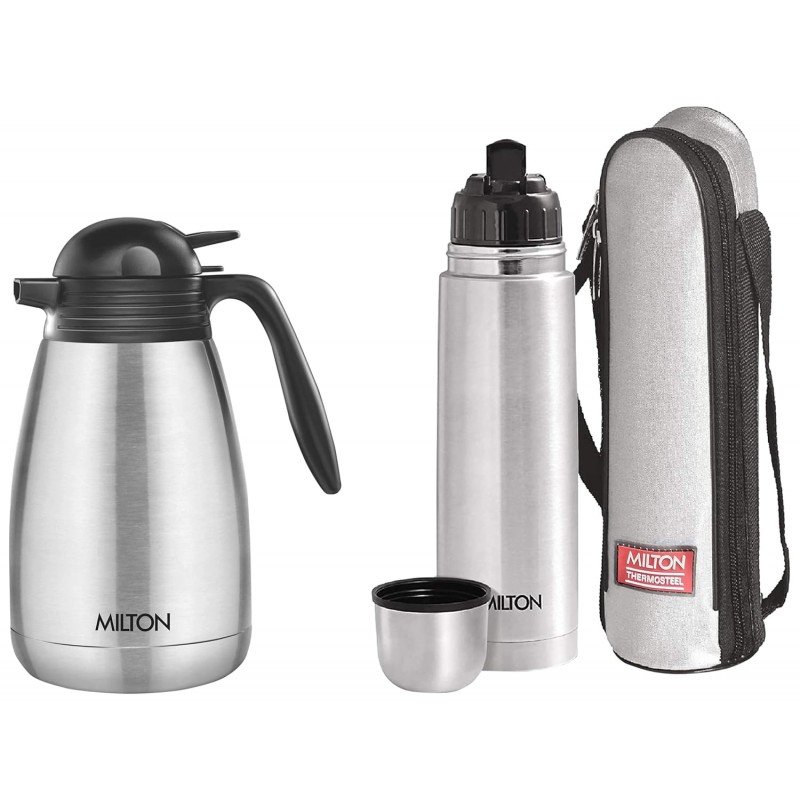 Milton Flip Lid 1000 Thermosteel Water Bottle 1 LTR, 24 Hr Hot and Cold I Leak Proof Lid, ISI Certified I Vacuum Insulated I for Office, Gym, School I Silver Milton Flip Lid 1000 Thermosteel Water Bottle 1 LTR, 24 Hr Hot and Cold I Leak Proof Lid, ISI Certified I Vacuum Insulated I for Office, Gym, School I Silver