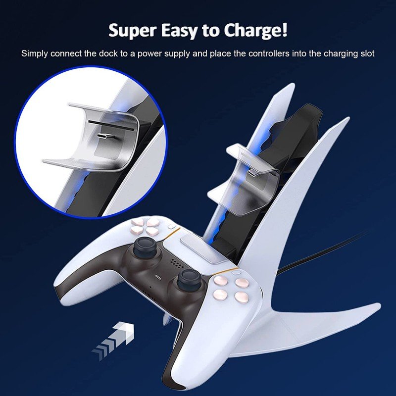 New World Special Edition Charger for PS5 DualSense Controller - Wireless Charging Station With Dual USB C Ports, Fast Charging Dock for Sony Playstation 5 - White New World Special Edition Charger for PS5 DualSense Controller - Wireless Charging Station With Dual USB C Ports, Fast Charging Dock for Sony Playstation 5 - White