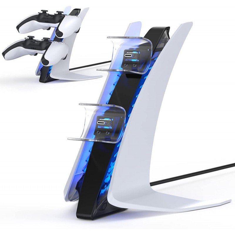 New World Special Edition Charger for PS5 DualSense Controller - Wireless Charging Station With Dual USB C Ports, Fast Charging Dock for Sony Playstation 5 - White New World Special Edition Charger for PS5 DualSense Controller - Wireless Charging Station With Dual USB C Ports, Fast Charging Dock for Sony Playstation 5 - White